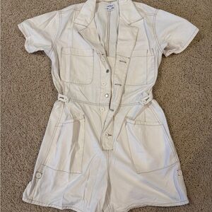 Pistola Cream Button-Up Romper